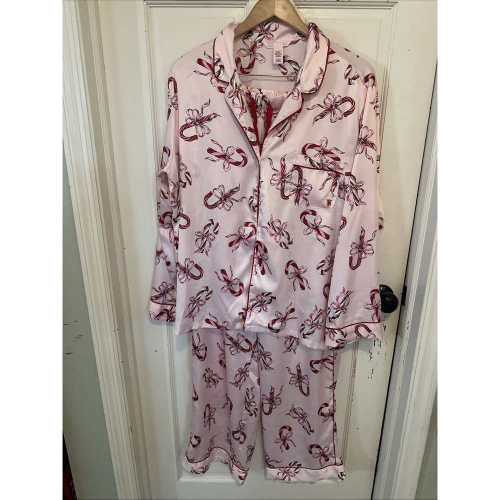 Victoria's Secret Signature Satin Long Sleeve/Pant Pajama Set Pink Size XL NWOT